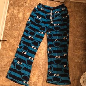 Fuzzy Cookie Monster pajama pants